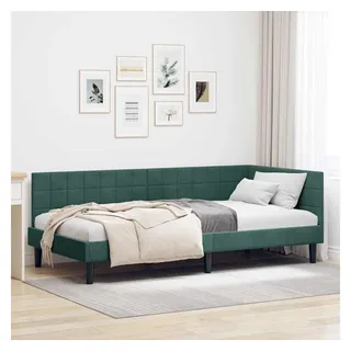 vidaXL Eckbettgestell mit Kopfteil Dunkelgrün 100 cm x 200 cm Samt