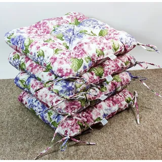 Rattani Set 4 x Stuhlkissen/Sitzkissen Klara 42 x 42 cm Dicke 8 cm Landhaus Leben Fb. 902