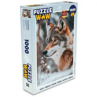 MuchoWow Puzzle Wolf - Schnee - Winter - Tiere - Natur - Schnee, 1000 Puzzleteile, Foto-Puzzle, Bilderrätsel, Puzzlespiele, Klassisch 48 cm x 68 cm x 2 cm | Hochformat