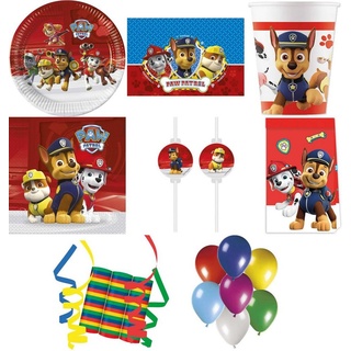 Procos Einweggeschirr-Set 157-tlg Set Kindergeburtstag Party Feier Fete Deko Motto Paw Patrol (157-tlg), 8 Personen, Pappe bunt