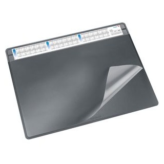 Läufer Schreibunterlage 47656 Durella Soft schwarz, Kunststoff, mit Sichtplatte und Kalender, 65 x 50cm