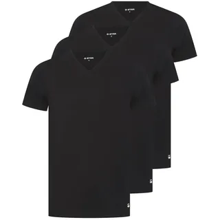 G-Star Herren T-Shirts, 3er Pack - SPRUCE, V-Neck, einfarbig Schwarz M