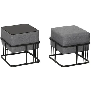 [en.casa] Hocker Tas 38 x 38 x 38 cm Dunkelgrau