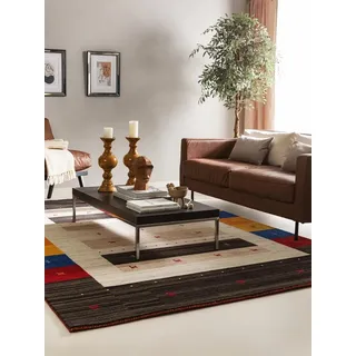 benuta Wollteppich Jamal, rechteckig, Höhe: 6 mm, Wolle, Teppich Wohnzimmer, Schlafzimmer, Esszimmer, Flur, Hygge bunt 80 cm x 150 cm x 6 mm
