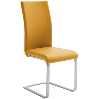 Novel Schwingstuhl, Gelb, Edelstahl, Metall, Textil, Flachrohr, 42x102x58 cm, Stoffauswahl, Typenauswahl, Esszimmer, Stühle, Esszimmerstühle, Schwingstühle