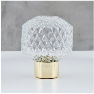 carla&marge Tischvase Lazissa (Kugelvase aus Kristallglas mit Fuß aus Messing), elegante Vase aus Glas mit Rautenmuster, Höhe ca. 18 cm goldfarben|weiß