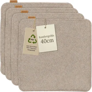 Miqio Design Sitzkissen Rechteckig aus Filz mit Antirutschnoppen | Nachhaltig aus recycelten PET Flaschen | 40 x 40 cm | 4er-Set | Waschbare Stuhlkissen rutschfest | Sitzauflage für Bank und Stuhl