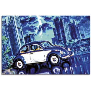 Wandbild ARTLAND "Nachts" Bilder Gr. B/H: 90 cm x 60 cm, Leinwandbild Auto Querformat, 1 St., blau Kunstdrucke als Alubild, Leinwandbild, Wandaufkleber oder Poster in versch. Größen