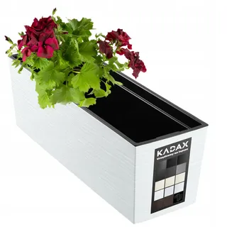 Kadax Blumenkasten mit Einsatz, 18 x 56 cm, Ritzmuster, Weiß