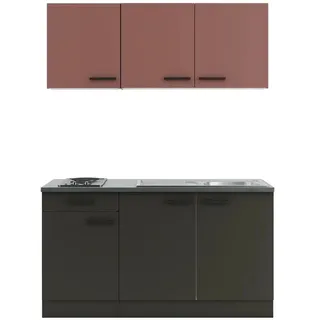 OPTIFIT Nizza407 Singleküche Typ 1 (Breite: 150 cm, Anthrazit/Rostrot, Mit Elektrogeräten)