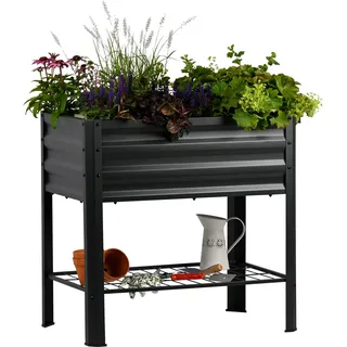 Dobar Metall-Hochbeet auf Stelzen 80 x 51 x 80 cm Anthrazit
