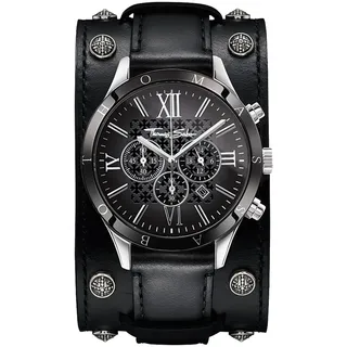 THOMAS SABO Herrenuhr Rebel Icon Leder, Edelstahl, Keramik Schwarz