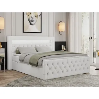MKS Meble Boxspringbett 200 x 200 cm H4 Weiß