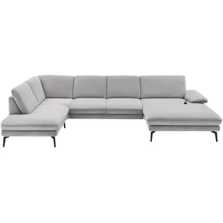 Dieter Knoll Wohnlandschaft, Hellgrau, Metall, 4-Sitzer, U-Form, 344x208 cm, Fußauswahl, Stoffauswahl, Sitzqualitäten, seitenverkehrt erhältlich, Hocker Rücken echt, individuell planbar, Wohnzimmer, Sofas & Couches, Wohnlandschaften, Wohnlandschaften in U-Form