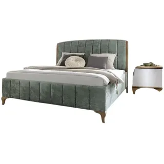 JV Möbel Luxuriöses Schlafzimmer Bett, + 2х Nachttische), Komplett Möbel Elegantes Set 3tlg