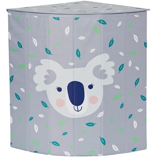LOVE IT STORE IT Kinder Wäschekorb mit Deckel - Wäschesammler für Kinderzimmer - Verstärkt mit Holz - Passt in Zimmerecke - Grau mit Koala - 35x35x50 cm