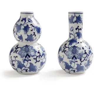 &klevering - Dutch Delight Vase 20 x Ø 12 cm, blau / weiß (2er-Set)