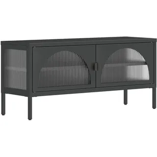 vidaXL TV-Schrank 105x35x50 cm Schwarz Glas und Stahl