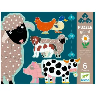 Djeco Bodenpuzzle: Bauernhoftiere - 9,12,15 Teile