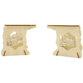 DeColibri Schwibbogen-Fensterbank Schwibbogen Erhöhung Winterdorf, leichter Bausatz, Holzkunst aus Sachsen beige