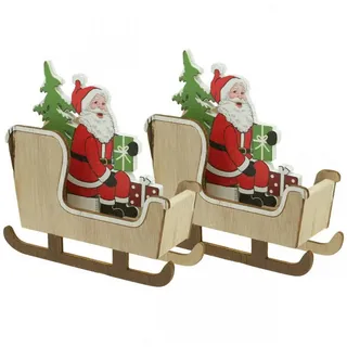 Florists Products Weihnachtsmann Deko Schlitten mit Weihnachtsmann für festliche, 2 Stück rot