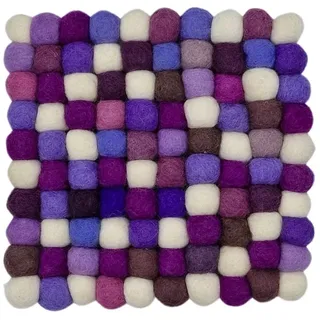 Grült Home Topfuntersetzer - Filz untersetzer für Tassen, Töpfe, Pfannen und Tassen handgefilzt in Nepal (Lila, Square 10 cm)