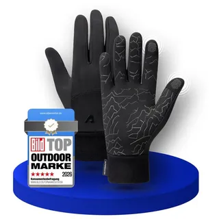 Alpensattel Fahrradhandschuhe Premium Thermo Fahrrad Handschuhe 2.0 (Handschuhset, 1-St., Thermo-Radhandschuhe mit Touchfunktion & Silikongrip) Touchscreenfähig · Winddicht · Silikon-Grip · Warm gefüttert schwarz XL