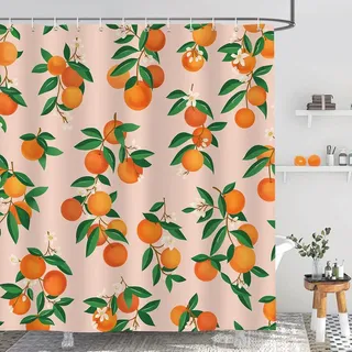 Mcboson Duschvorhang, Orange, Textil, 180x180 cm, Badtextilien, Duschvorhänge