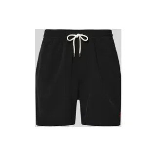 Badehose mit elastischem Bund und Label-Stitching, Black, S