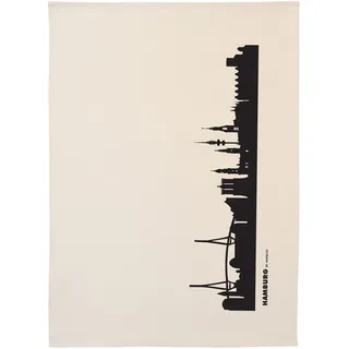44spaces Hamburg Skyline Küchentücher Stadt Design schwarz, 50x70 cm Reine Baumwolle (Bio), Geschirrtücher für Hamburger & Fans, Geschenkidee Geburtstag Grill-Saison Garten-Fest Mitbringsel