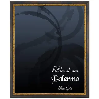 BIRAPA Palermo Bilderrahmen 20x30 cm Blau Gold - Goldener Bilderrahmen, Bilderrahmen Antik, Bilderrahmen Vintage