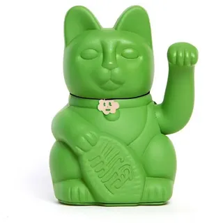 suebidou Dekofigur Luckycat Chinesische Glückskatze Winkekatze versch.Farben, nachhaltig, kreativ, bewegt ihren kleinen Arm, ist handbemalt grün