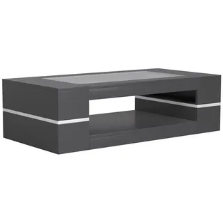 radelldar Couchtisch Glas Wohnzimmertisch rechteckig mit stauraum modern,120x60x35cm schwarz
