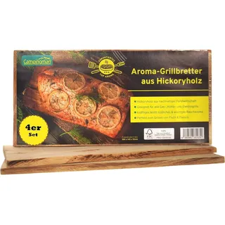 campingmann Räucherbrett XXL Räucherbretter aus Hickoryholz- Aroma Grillbretter, (Räucherplanken für Fisch, 8-St., Fleisch & BBQ – Für Gas-, Kohle- & Elektrogrill), Ideal für Fisch & Fleisch, Würziges Raucharoma, 300 x 145 x 10mm