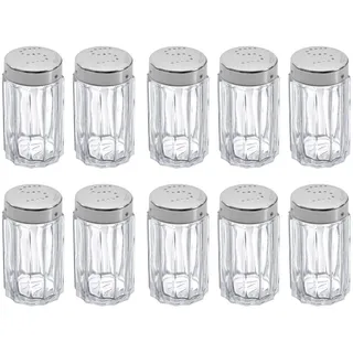 Westmark Salzstreuer, 10 Stück, Fassungsvermögen: je 50 ml, Rostfreier Edelstahl/Glas, Traditionell, Silber/Transparent, 630122E2