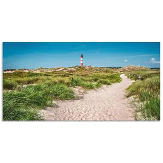 ARTland Wanddeko Wandbild Alu Verbundplatte für Innen & Outdoor Bild 60x30 cm Architektur Gebäude Leuchtturm Fotografie Blau Leuchtturm auf der Insel Amrum S5XX