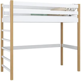 N-Wood Hochbett, Eiche Artisan, Weiß, Holz, Echtholz,Kiefer, 120x200 cm, FSC 100%, EN 71, Handmade in Europe, Handmade Quality, Hergestellt in Europa, Real Wood, Kinder- & Jugendzimmer, Kindermöbel, Kinderbetten, Hochbetten