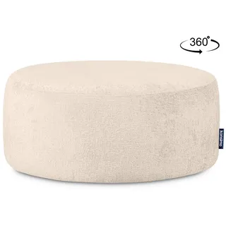 KONSIMO® Polsterhocker RAGGI Sitzhocker Pouf, mit 360° Drehfunktion, Chenille, im modernistischen Stil weiß