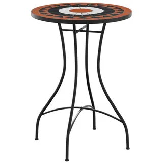 vidaXL Mosaik-Bistrotisch Ø 50 x 70 cm Terrakottarot/Weiß