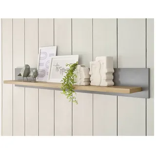 Lomadox Wandregal CHATHAM-61, Wohn-/Esszimmer Wandboard in grau mit Artisan Eiche Nb., 150/20/19 cm grau