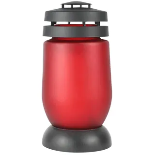 Grablaterne „Satin“ Rot mit Nachfüller, BOLSIUS-Kerzen, 110/224 mm, Grabschmuck, Grabdekoration