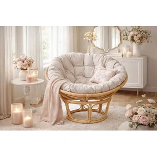 moebel-direkt-online Loungesessel Papasansessel mit Kissenauflage, Sitzschale Durchmesser 75 cm beige