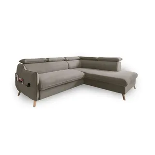 miuform Eckcouch Velours 2-Sitzer Beige