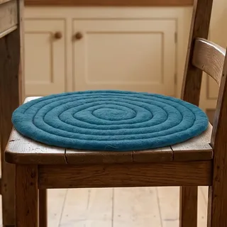 GURU SHOP Filz Stuhlauflage, Sitzkissen, Gesteppte Filzkissen - Türkisblau, 1x35x35 cm