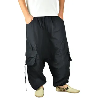 virblatt - Haremshose Herren | Baumwolle | Aladinhose Goa Hippie Skater Pumphose Parachute - M-XL