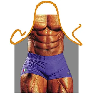 ITATI Grillschürze Kochschürze Macho Bodybilder Six Pack
