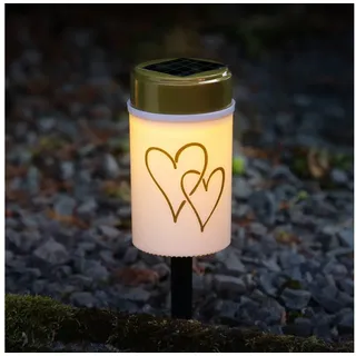 MARELIDA LED-Kerze LED Solar Grablicht Grabkerze Herz Grableuchte H: 12cm rot Lichtsensor (1-tlg)