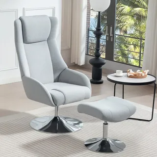 Homcom Relaxsessel 68 x 118 x 84 cm Grau mit Hocker