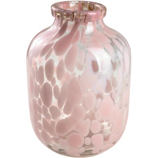 Glasvase Happy Patchy 23cm rosa PINK. Vase aus Glas, Blumenvase mit Punkten, Konfetti, mundgeblasen