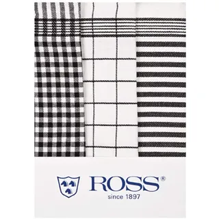 Ross 3er Pack Baumwoll - Geschirrtücher Größe 50 x 70 cm in 6 (schwarz)